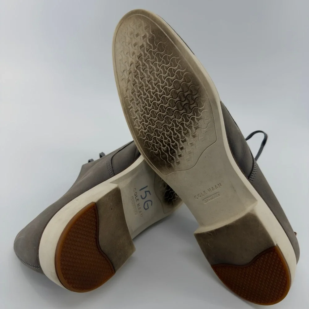 Cole Haan Grand Series Mens 11.5 M Grey Nubuck Plain Toe Oxford Shoes